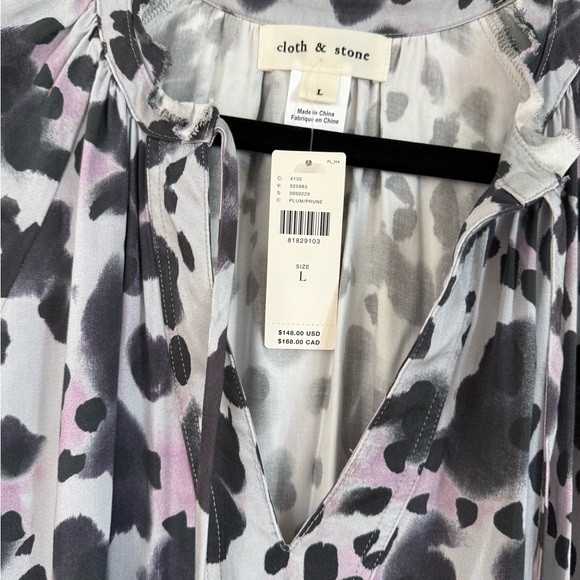 cloth & stone Gray, Black & Lavender Leopard Print Wrap Dress - Picture 2 of 7